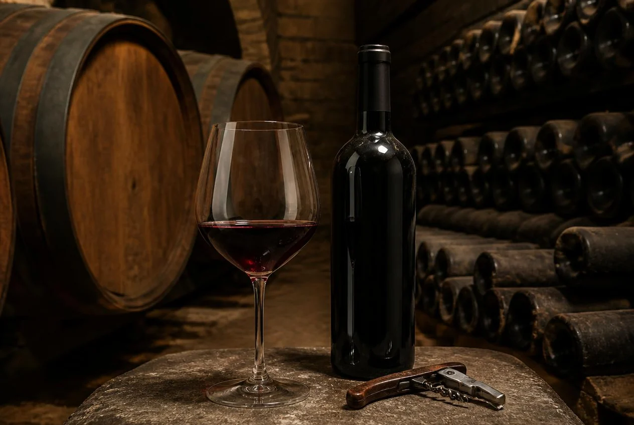 Calice di vino rosso Torgiano Rosso Riserva DOCG