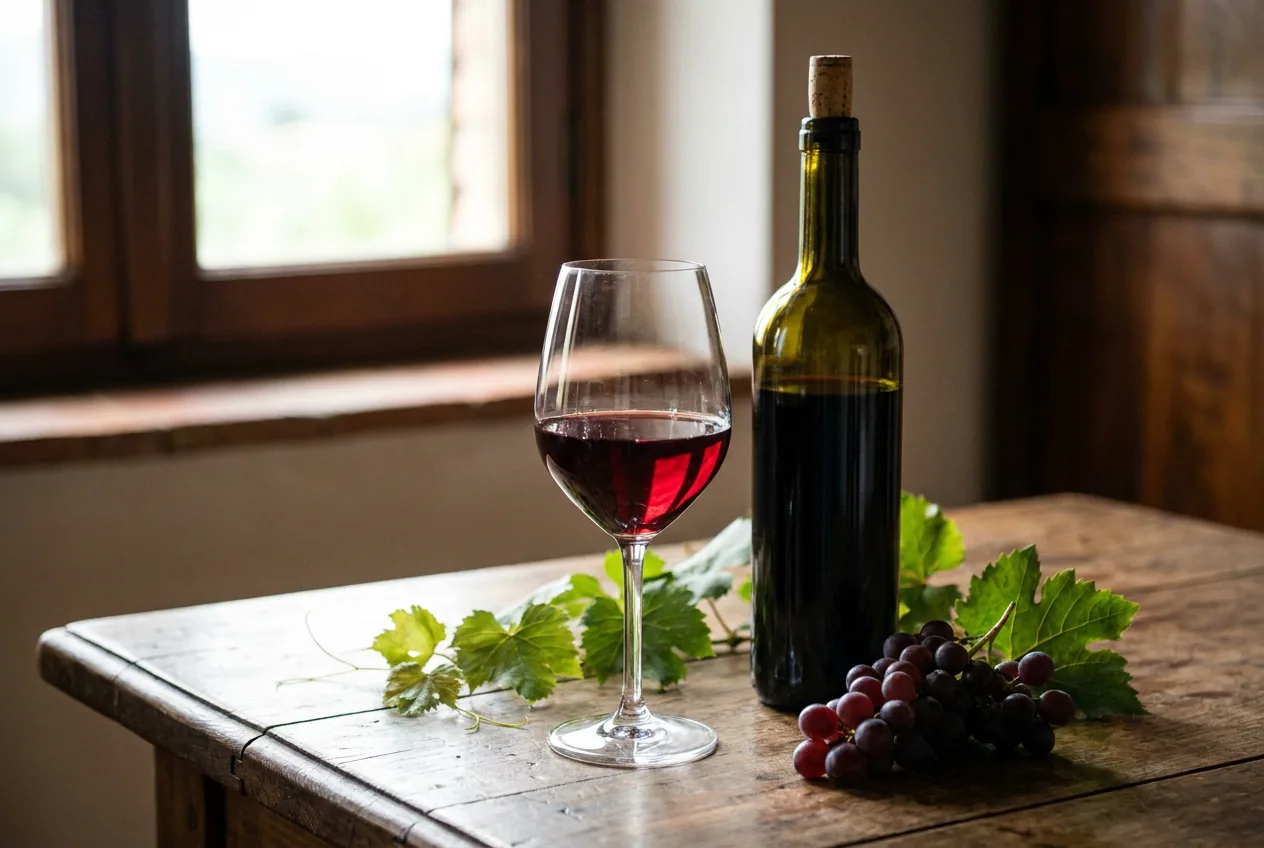 Calice di vino rosato Valtènesi DOC con vista sul Lago di Garda